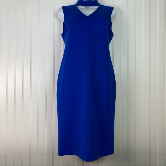 Calvin Klein Dresses & Skirts - Calvin Klein Sheath‎ Dress Womens 8 Blue V neck